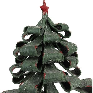 Clayre & Eef 65870 Weihnachtsbaum Dekoration Metall Grün Rot Ø 21x24 cm