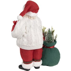 Clayre & Eef 65599 Weihnachtsdeko Weihnachtsmann Weiß Rot 18x13x27 cm