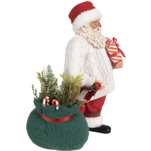 Clayre & Eef 65599 Weihnachtsdeko Weihnachtsmann Weiß Rot 18x13x27 cm