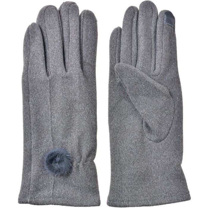 Juleeze JZGL0107 Handschuhe grau 9x23x1 cm mit Pompon Detail warm und weich