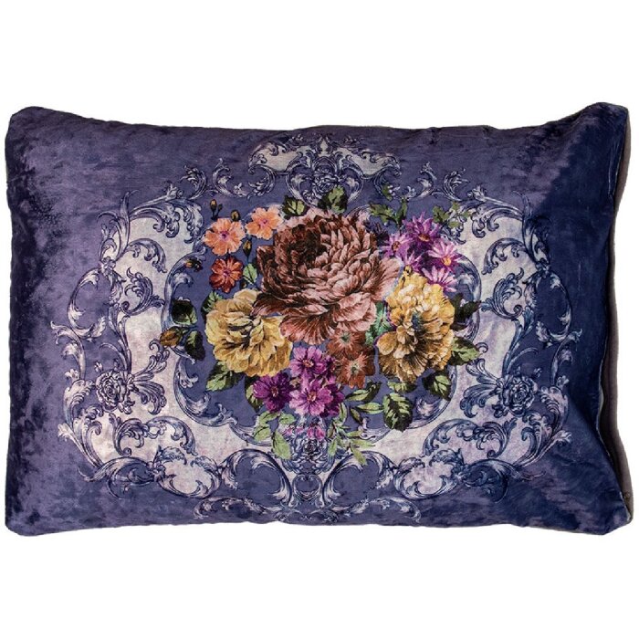Clayre & Eef KG039.004 Подушка декоративная в стиле барокко фиолетово-белая 70x50x6 см