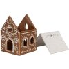Clayre & Eef 6CE1742 Teelichthalter Haus Braun Weiß 7x8x9 cm Porzellan