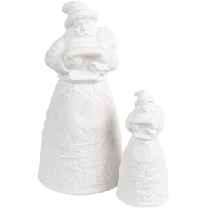 Clayre & Eef 6CE1748 Weihnachtsmann Dekoration Porzellan LED Ø9x19cm 3xAAA