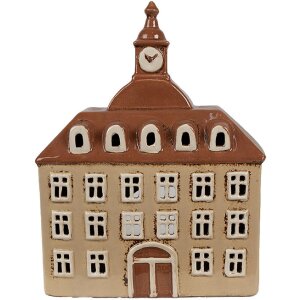 Clayre & Eef 6CE1880 Teelichthalter Haus Beige Braun 20x10x26 cm Keramik