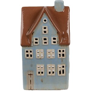 Clayre & Eef 6CE1884 Teelichthalter Haus Keramik Blau...