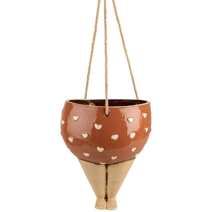 Clayre & Eef 6CE1863 Декоративный цветочный горшок розово-бежевый керамический 17x15x20 см