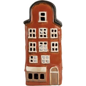 Clayre & Eef 6CE1871 Teelichthalter Haus Keramik Rot 12x9x25 cm Landhausstil