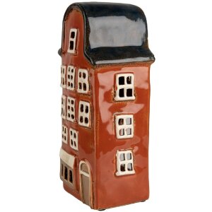 Clayre & Eef 6CE1871 Teelichthalter Haus Keramik Rot 12x9x25 cm Landhausstil