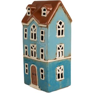 Clayre & Eef 6CE1915 Teelichthalter Haus Blau Braun...