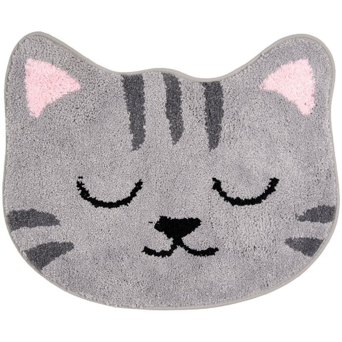 Clayre & Eef BM0012 Badematte Katze Grau 60x50 cm