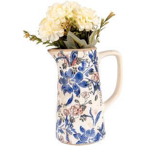 Clayre & Eef 6CE1923M Dekoration Kanne Blumenmuster 16x11x20 cm