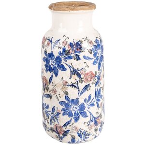 Clayre & Eef 6CE1928L Vase Blumendekor Beige Blau...