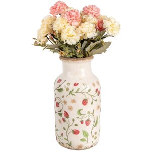 Clayre & Eef 6CE1933M Vase Erdbeermuster Ø 14x26 cm