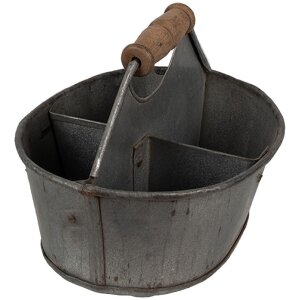 Clayre & Eef 6UNY0014 Metallbehälter mit Fächern Griff 20x18x16 cm