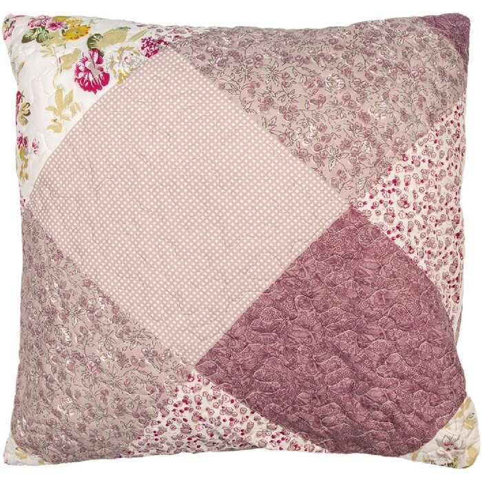Clayre & Eef Q201.030 Kissenhülle Patchwork 50x50 cm Rosa Blumenmuster