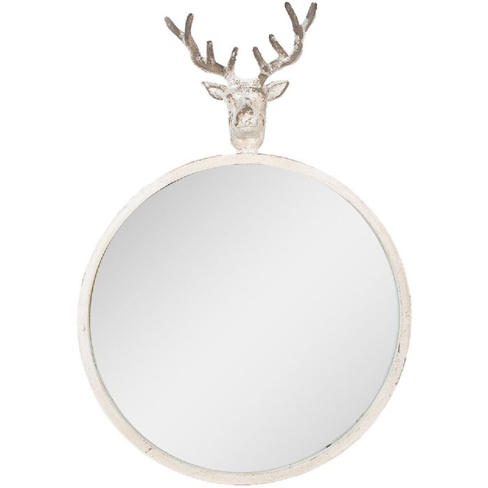 Clayre & Eef 52S320 Зеркало голова оленя круглое 48x10x67 см