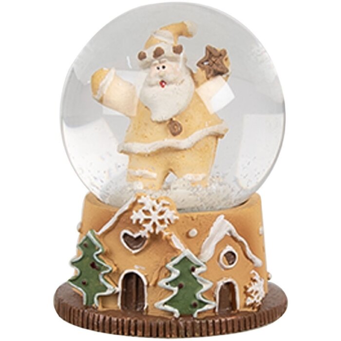 Clayre & Eef 65764 Schneekugel Weihnachtsmann Ø 5x6 cm Braun Grün