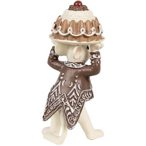 Clayre & Eef 6PR3904GG Украшение Мыши с тортом Набор 2 5x5x11 5x5x10 см