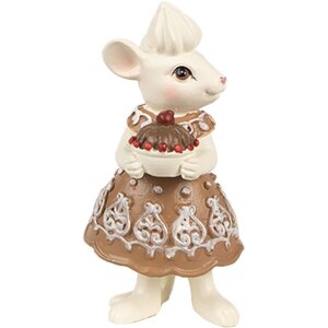 Clayre & Eef 6PR3904GG Украшение Мыши с тортом Набор 2 5x5x11 5x5x10 см