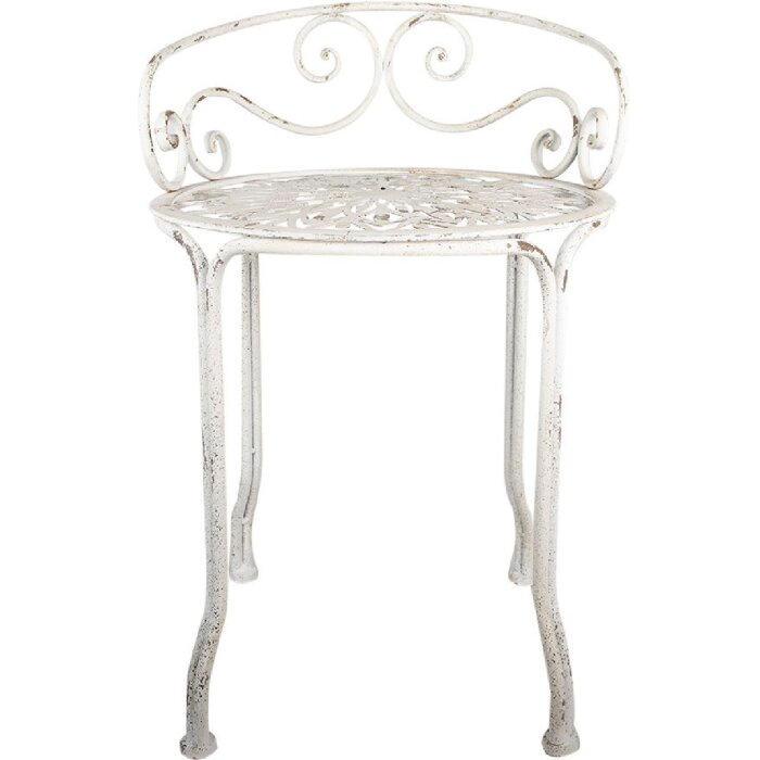 Clayre & Eef 6Y5666 Hocker Sitzhocker Eisen Weiß Antik Ø 44x67 cm Vintage Stil