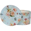 Clayre & Eef 66006 Шляпная коробка Набор из 3 синих цветочных дизайнов Ø 24/22/21 см