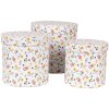 Clayre & Eef 66007 Hutschachtel Set 3er rund Blumendesign Weiß 19/17/15 cm