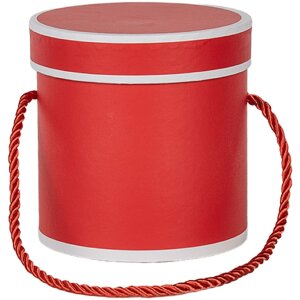 Clayre & Eef 66009R Geschenkbox Rund Rot Ø 12x12 cm Karton mit Tragegriff