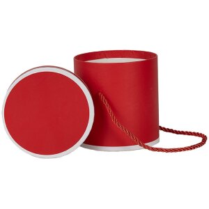 Clayre & Eef 66009R Geschenkbox Rund Rot Ø 12x12 cm Karton mit Tragegriff