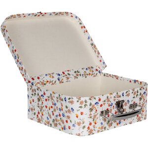 Clayre & Eef 66012 Dekokoffer 3er Set Weiß Floral 30x22x9 bis 20x17x8 cm