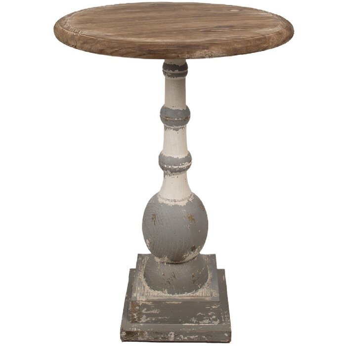 Clayre & Eef 5H0689 Beistelltisch Rund Holz Braun Beige Ø 51x71 cm