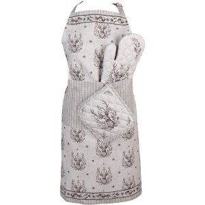 Clayre & Eef GTW44 Рукавица для духовки с оленьим мотивом бежево-коричневая 18x30 см