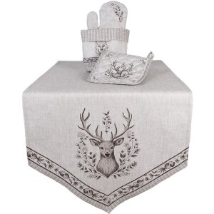 Clayre & Eef GTW44 Рукавица для духовки с оленьим мотивом бежево-коричневая 18x30 см