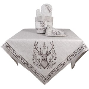 Clayre & Eef GTW44 Рукавица для духовки с оленьим мотивом бежево-коричневая 18x30 см