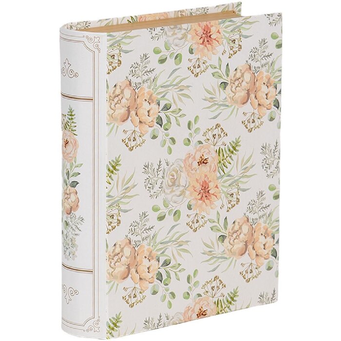 Clayre & Eef 66017 Шкатулка в форме книги бело-зеленая 17x14x5 см