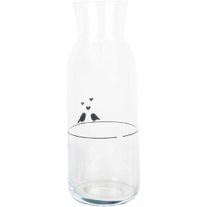 Clayre & Eef Karaffe LBSGL0013 Glas 1000 ml Vogelmotiv Ø 9x25 cm Transparent