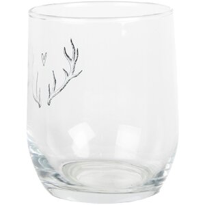 Clayre & Eef NWVGL0002 Trinkglas 300 ml Geweih-Motiv...