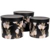 Clayre & Eef 66023 Aufbewahrungsboxen Set 3 Größen Schwarz Floral Landhausstil