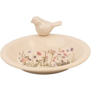 Clayre & Eef 6CE1948L Vogel Fressnapf Beige Rosa...