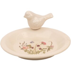 Clayre & Eef 6CE1948M Vogel Fressnapf Keramik Beige...