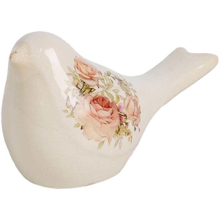 Clayre & Eef 6CE1951S Украшение Птичка бежево-розовое 16x7x9 см