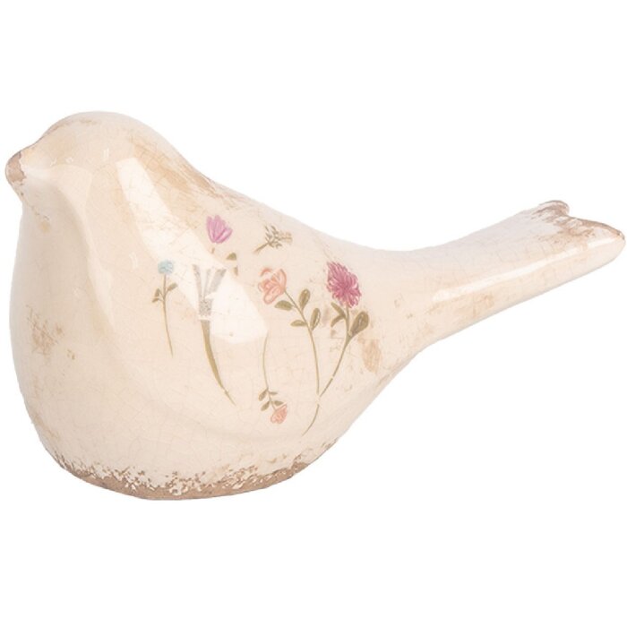 Clayre & Eef 6CE1952S Декорация Птичка розово-бежевая 16x7x9 см керамика