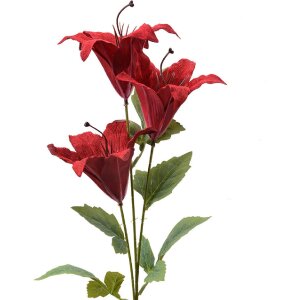 Clayre & Eef 6PL0337R Deko Zweig mit Blumen Rot...