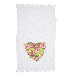 Clayre & Eef CT033 Gästetuch Weiß Rosa 40x66 cm Baumwolle Rechteck