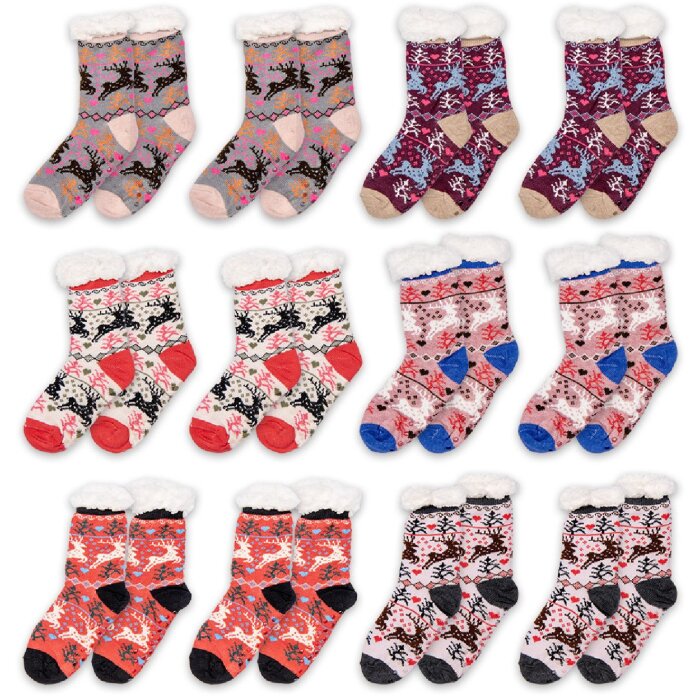 Juleeze JZSKSET0003 Socken Set 12 Paare One Size Winterdesign