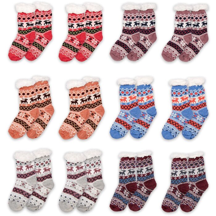 Juleeze JZSKSET0004 Socken-Set 12 Paar One Size Mehrfarbig Winterdesigns