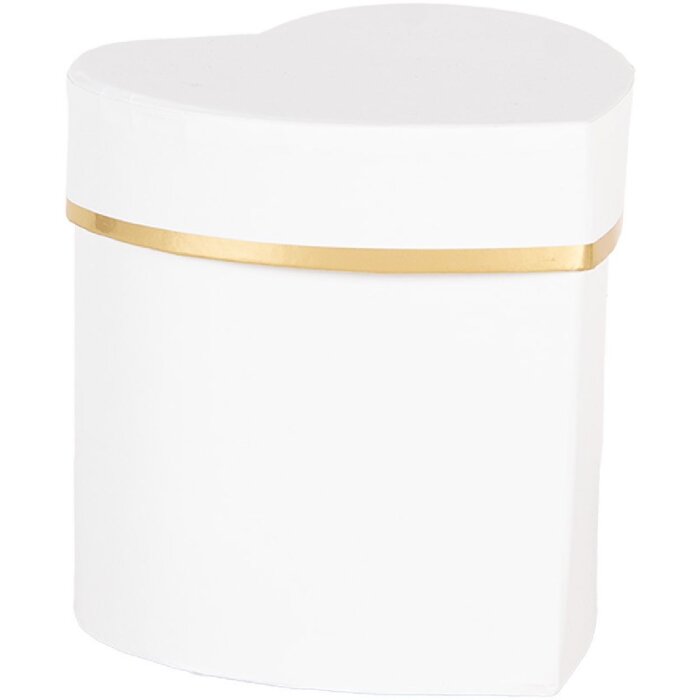 Clayre & Eef 66024W Geschenkbox Herzform Weiß Gold 10x10x10 cm