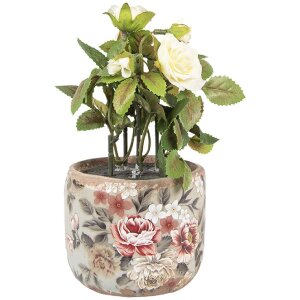 Clayre & Eef 6CE1966S Blumentopf Grau Rosa Ø...