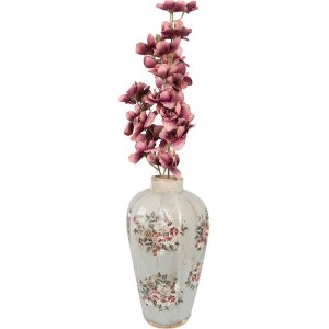 Clayre & Eef 6CE1970S Vase Grau Rosa Ø17x28 cm Keramik Landhausstil