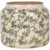 Clayre & Eef 6CE1975L Blumentopf Keramik Beige Grün Ø 18x16 cm