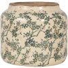 Clayre & Eef 6CE1975L Blumentopf Keramik Beige Grün Ø 18x16 cm